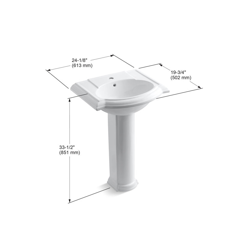 Devonshire Ceramic 25" Pedestal Bathroom Sink with Overflow, Black Black, Single Hole Faucet