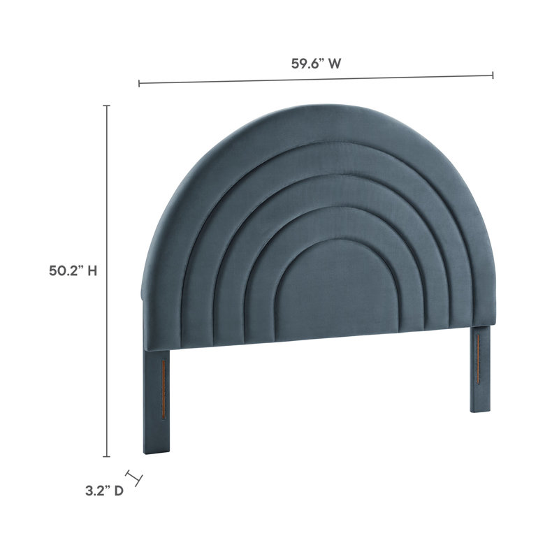 Solana Arched Performance Velvet Headboard, Cadet Blue, Full