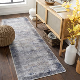 Owings Machine Washable Abstract Dark Blue/Medium Brown Area Rug