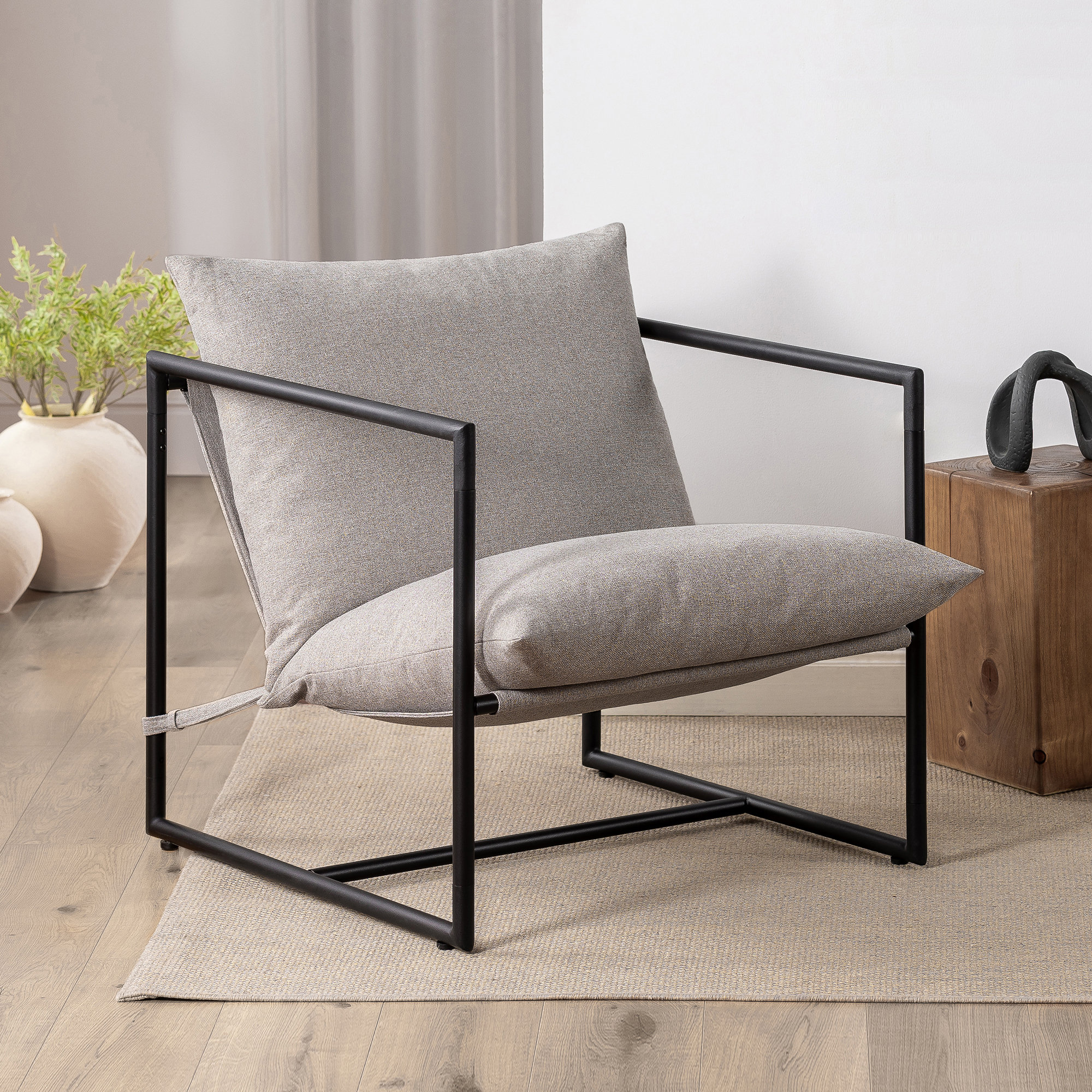 Metro Lane Aydeen Modern Armchair Supersize Accent chair with - Main Image