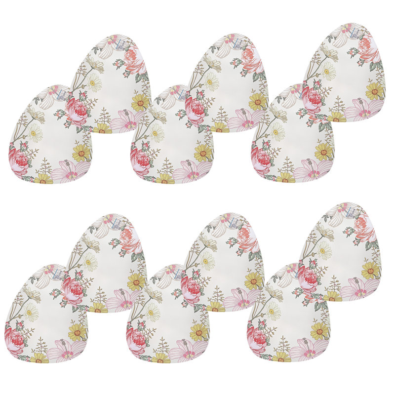 Napperon en PVC en forme de galet en forme de fleurs printanières - ensemble de 12