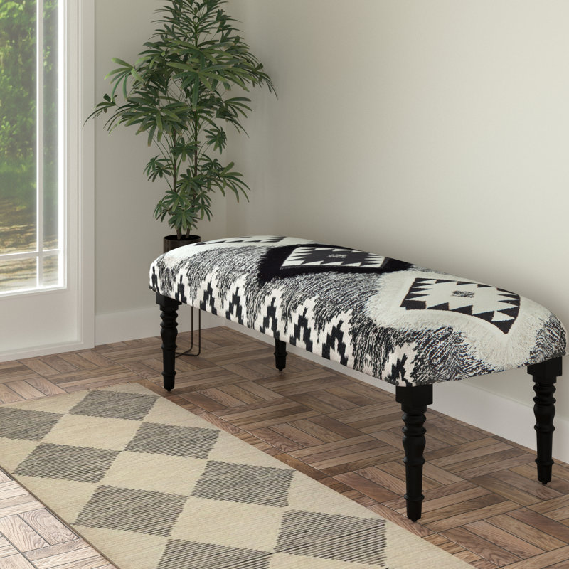 Gutirrez Scandi Gray/Black Geometric Upholstered Bench