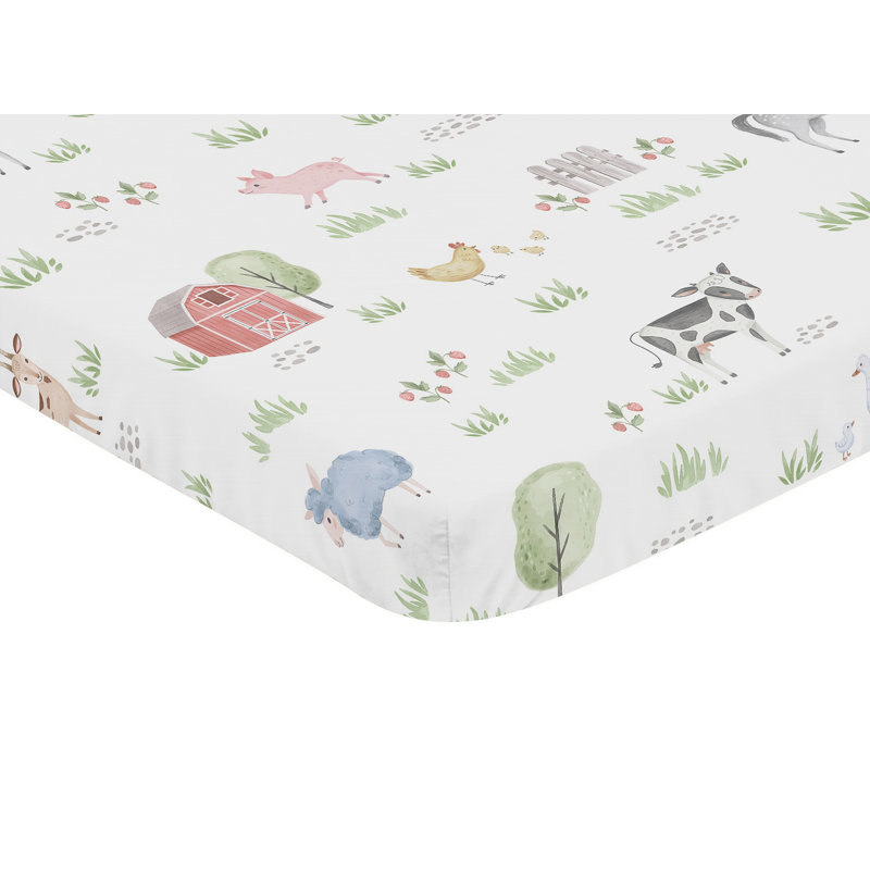 Drap-housse pour lit de bébé animaux de ferme