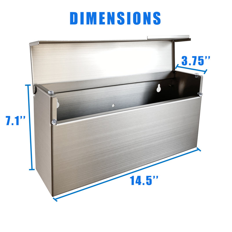 Modern Brushed Stainless Steel Wall Mounted Mailbox with Rainproof Design