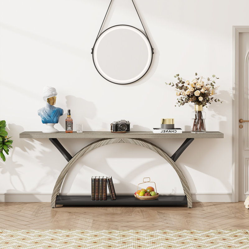 Jaival 70.86'' Console Table Sofa Table, Grey