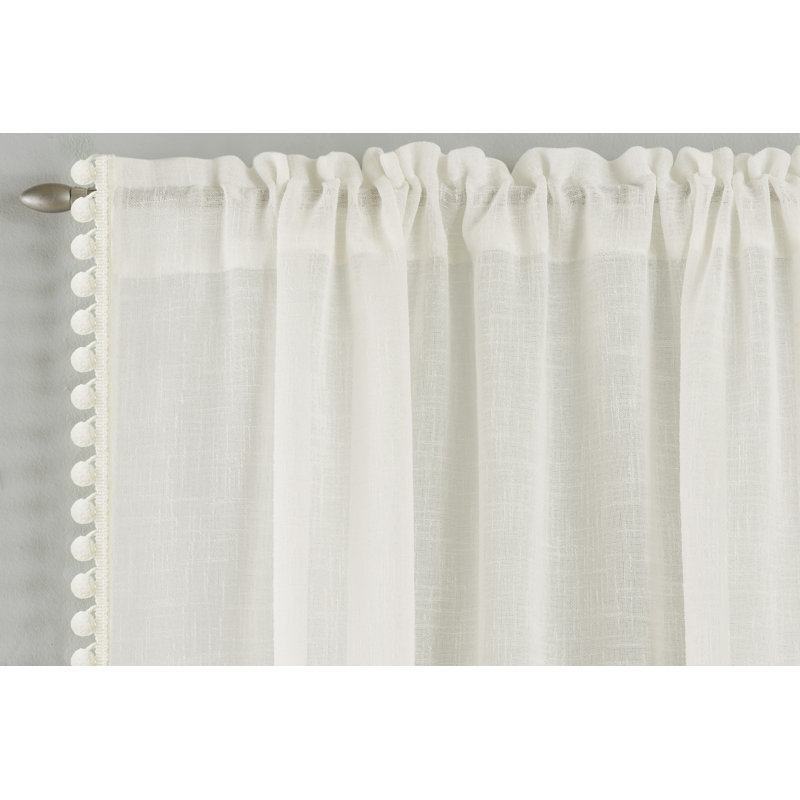 Caletha Semi Sheer Curtain Single Panel, Cream, Width 140 x Drop 137 cm