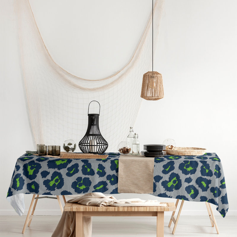 Nappe en mélange de coton à imprimé animalier, 58 po x 58 po, Gris