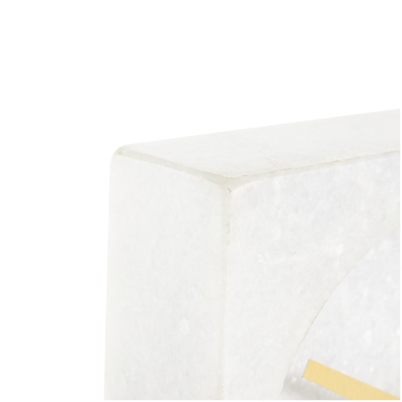 Analog Marble Quartz Tabletop Clock in White, 9.3" H x 6.1" W x 2.35" D