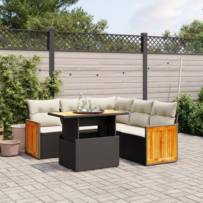 Ensemble de canapé de jardin Vidaxl noir et blanc crème