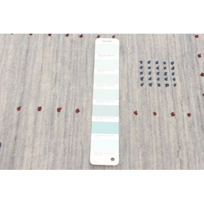 Tapis bleu clair en laine noué à la main de conception unique 4 pi 11 po x 6 pi 10 po New Age