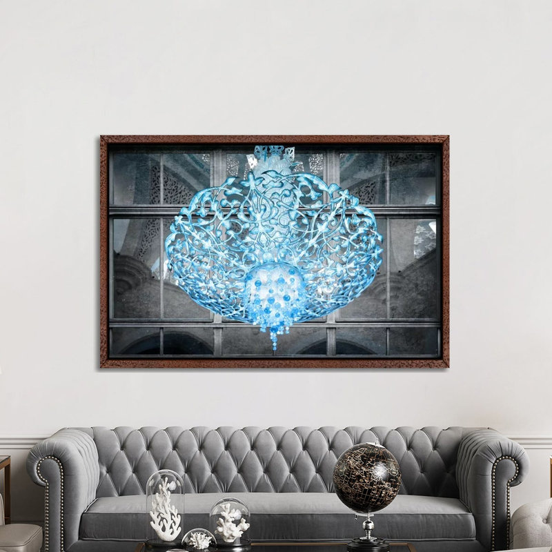 Ice Chandelier - Print on Canvas, 152.5 cm H x 101.5 cm W, Classic Brown Wood Framed