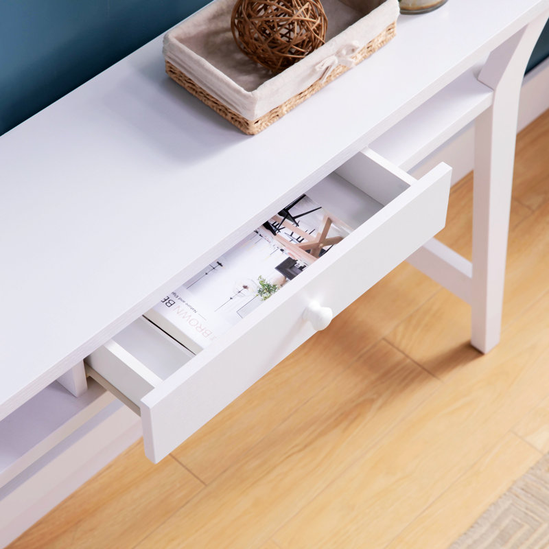 Calliste 47.25'' W Rectangle Standing Desk,Modern Console with One Drawer,entryway table,Sofa Table, White