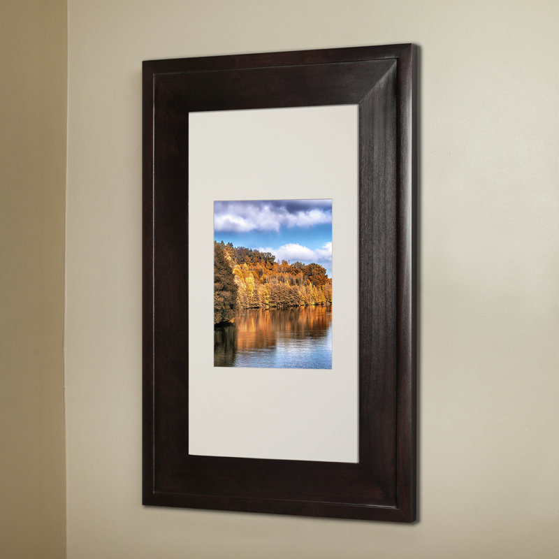 Recessed Picture Frame Door Medicine Cabinet with 3 Adjustable Shelves, Coffee Bean