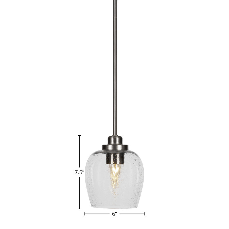 Mini-luminaire suspendu 1 lumière Odyssey, Nickel brossé, Transparent