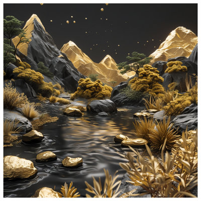 Golden Mountains Landscape Comforter