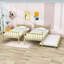 Lit superposé simple au-dessus d'un lit simple en bois avec lit gigogne simple-1832428431