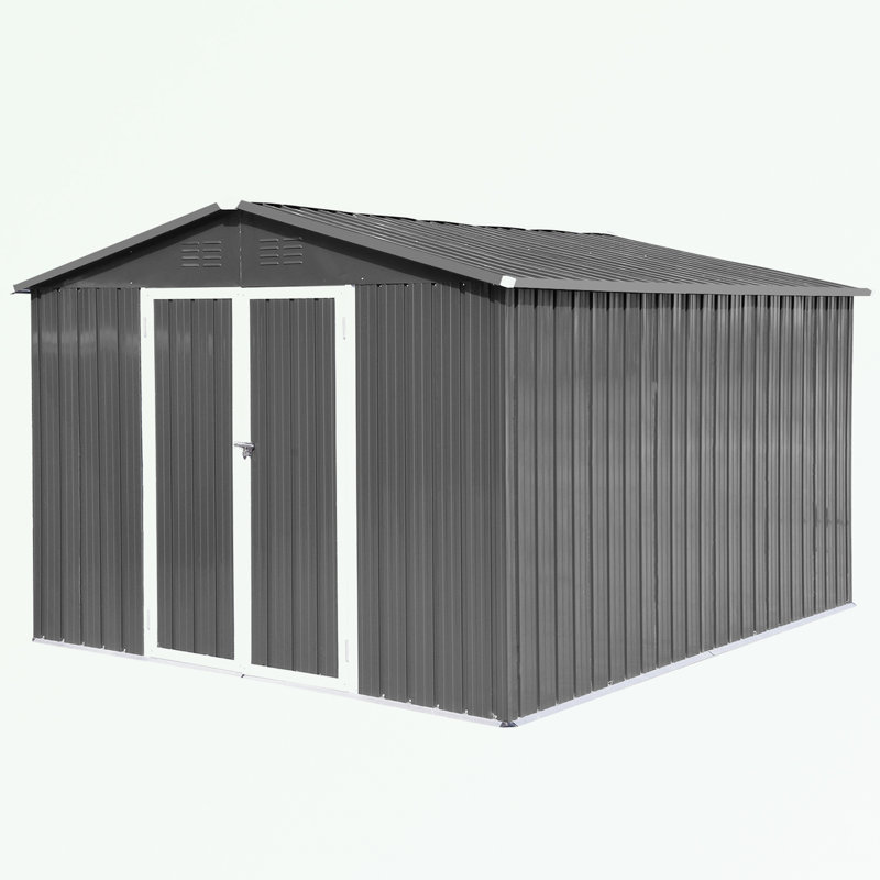 Remises de jardin en métal avec portes doubles, Gris