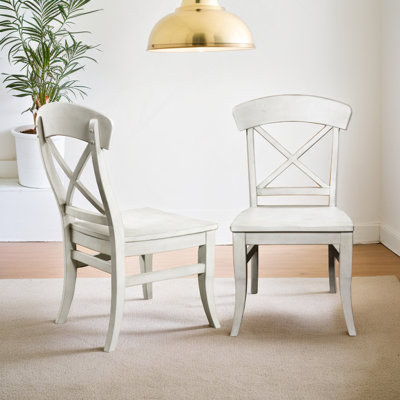 Ensemble de 2 chaises d'appoint à dossier croisé Harola, finition blanc fumé