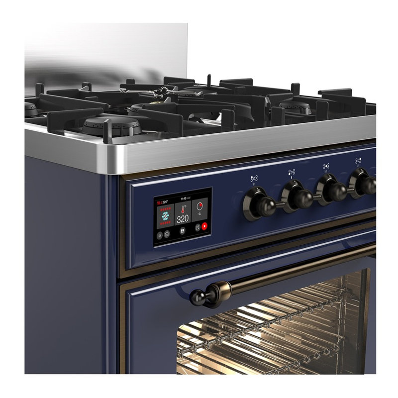 Majestic III Series 30 Inch Dual Fuel Range with 5 Sealed Burners in Emerald Green (Natural Gas, Burnished Trim), Burnished