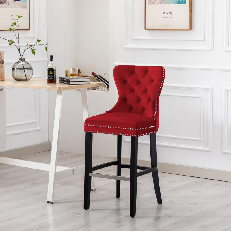 Tabouret de bar et de comptoir Kirsten, Tabouret de bar (siège d'une hauteur de 29 po), Cadre rouge / noir