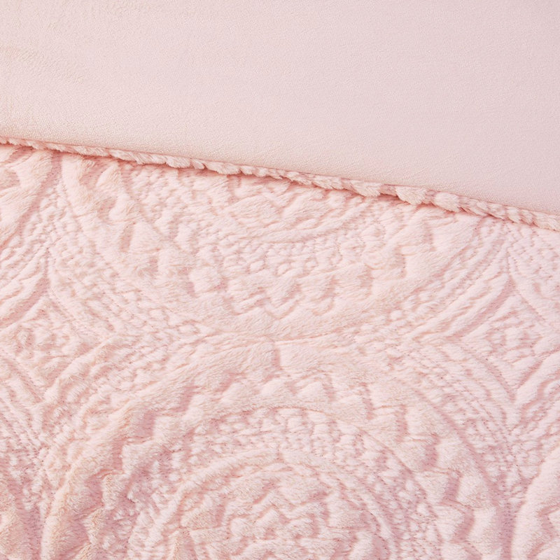 Édredon simple Blush - fausse fourrure médaillon brodé