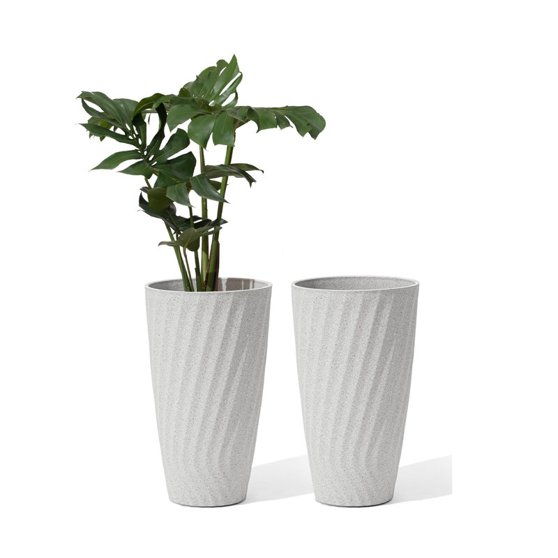 Pot à fleurs en résine Bee, Blanc, 2, H 24 po x l 13,8 po x P 13,8 po