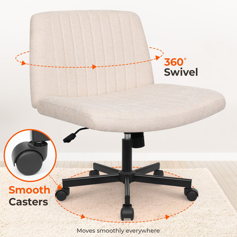 Fauteuil de bureau Keyri Criss Cross, Beige, Roue simple, Tissu