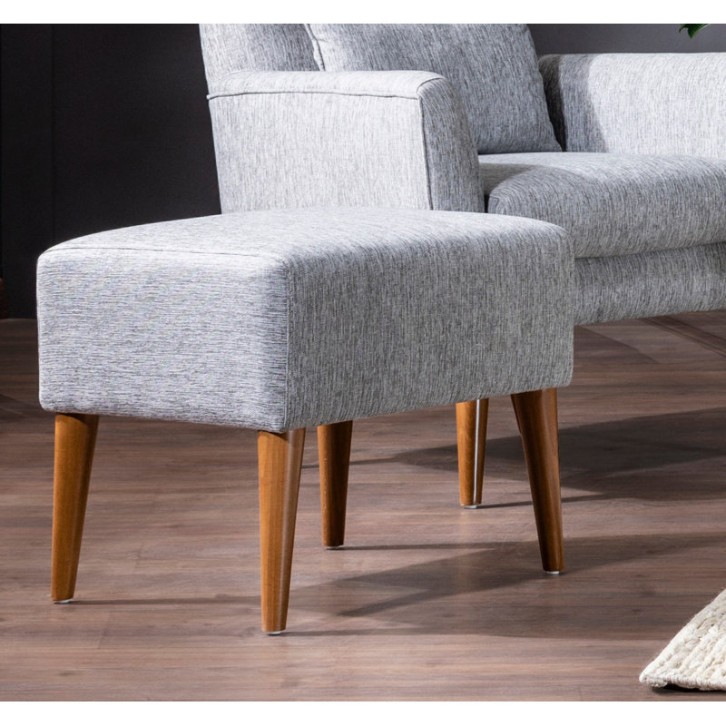 Repose-pieds rectangulaire 19,7 po Shandon, 100 % lin gris