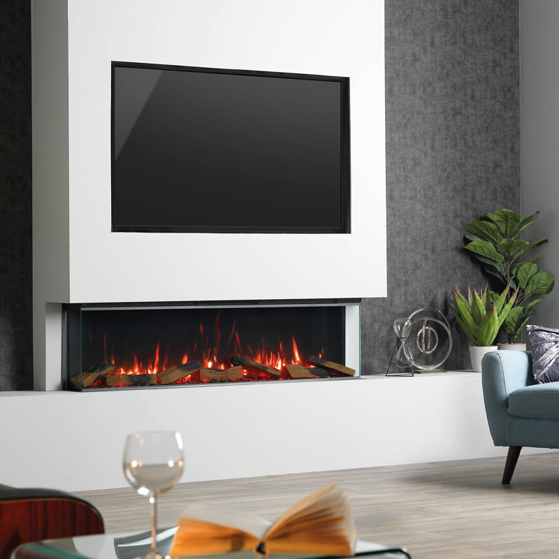 Butcher Belfry Heating Black Electric Fireplace, 54.8cm H x 150cm W x 28.1cm D
