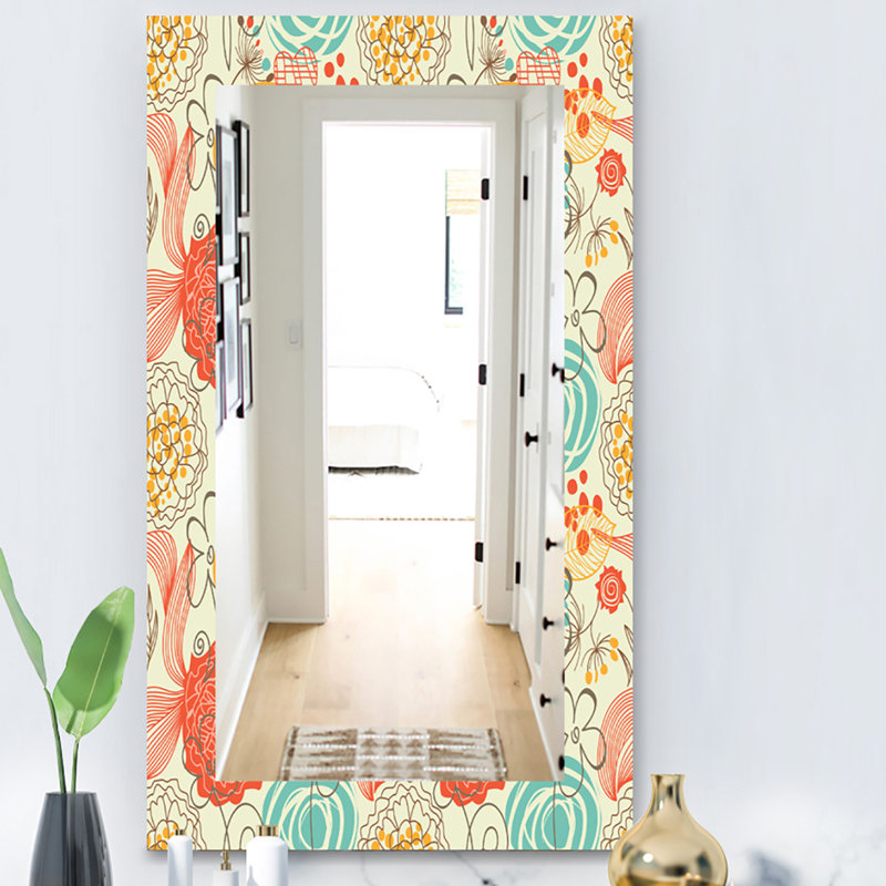 Miroir de salle de bain/meuble-lavabo mid-century 6 fleurs rétro, H 39,4 po x l 29,5 po