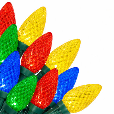  Guirlandes de Noël C9, guirlandes de lumières filaires vertes et connectables 100 lumières DEL de 66 pi, lumières de Noël pour l'intérieur et l'extérieur de la maison de Noël (multicolore)