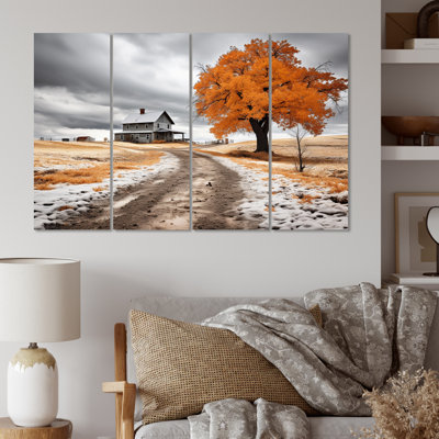 Farmhouse Orange And Grey Harmony Landscape & Nature Wall Decor on Metal