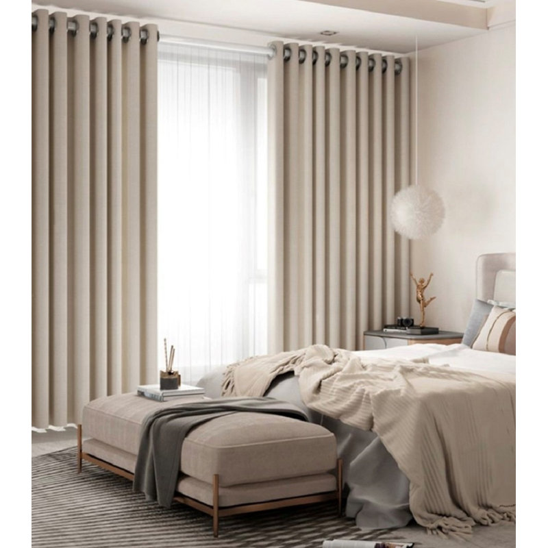 Polyester Blackout Curtain, Beige, 52" W x 102" L