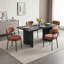 Table de salle à manger rectangulaire en bois Alyria de 63 po avec 4 chaises de salle à manger en cuir bouclé Sherpa-1463912055-1463912074-1463912079
