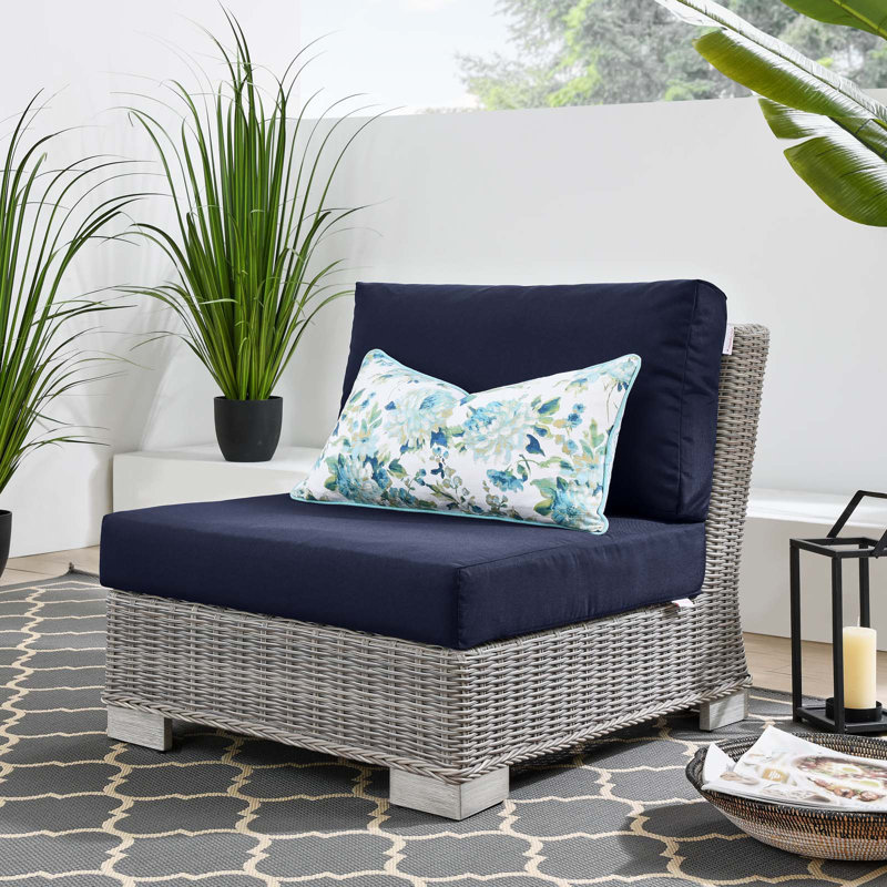 Chaise sans accoudoirs en rotin pour l'extérieur Conway, Marine