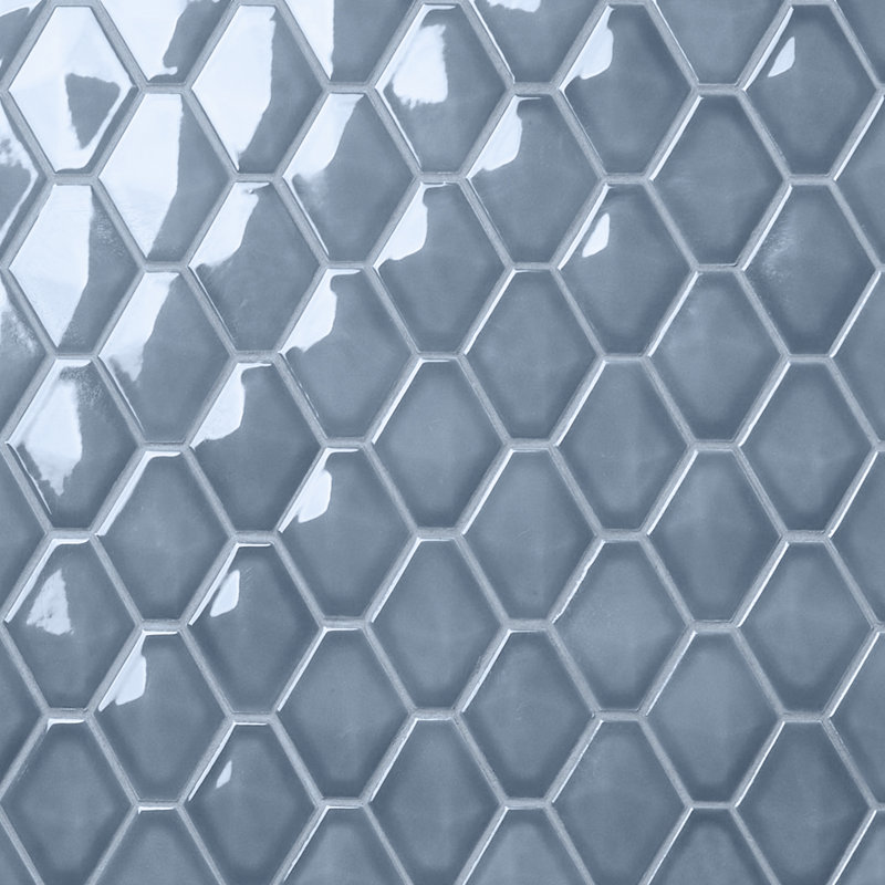 Overlay Diamond 10.39 In. X 12.55 In. Glossy Ceramic Mosaic Wall Tile (9.9 Sq. Ft. / Case), Coastal Blue