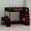 Loft Bed with Desk, Multi-Storage Shelves, RGB Lighting, and Adjustable Table Placement-1922463006