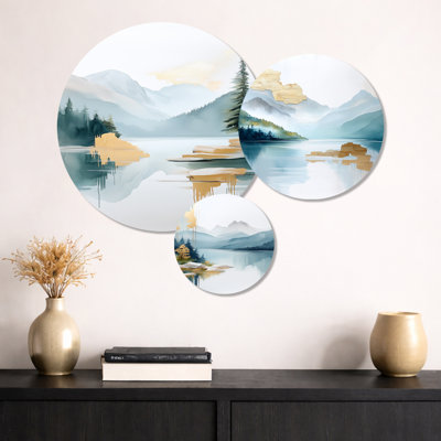 Alpine Lake Ridge – Green Mountain Lake Metal Wall Art Print Set of 3