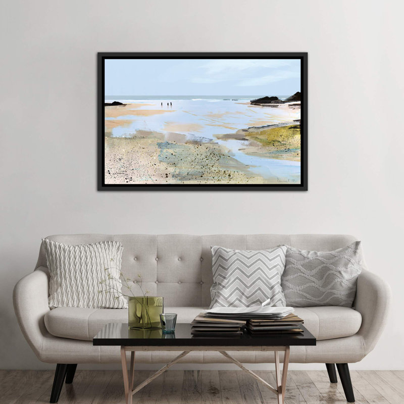 Vue sur la mer, impression d’art graphique, H 40 po x l 60 po x P 1,5 po, Toile avec cadre noir