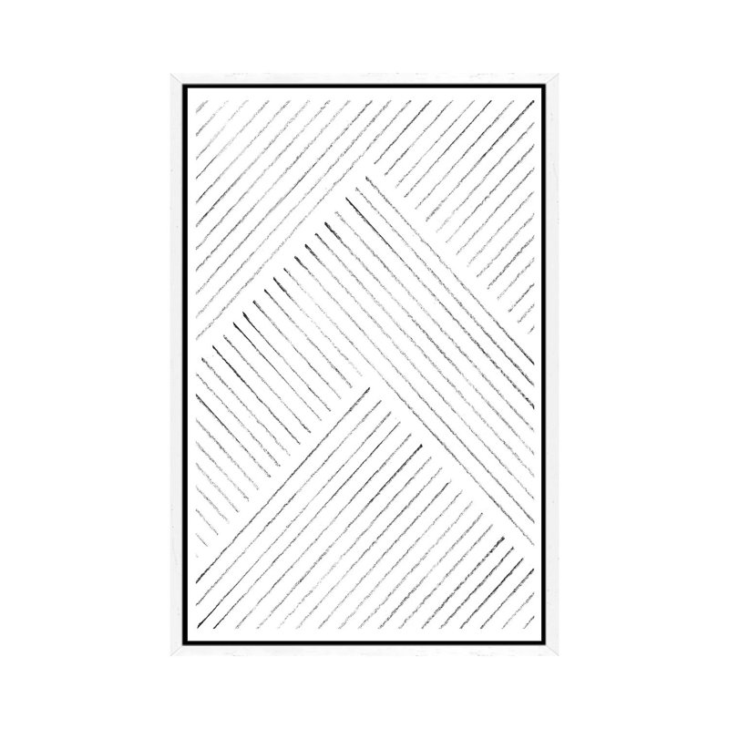 Geometric Line 1 Piece Wall Art on Canvas, 66.04cm H x 45.72cm W x 3.81cm D, White Framed