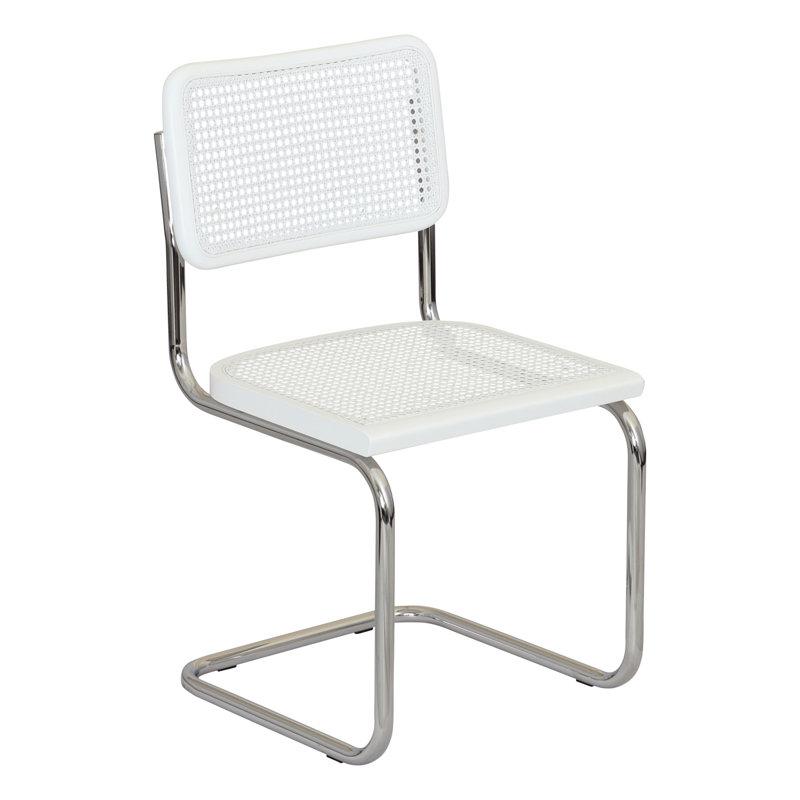 Marcel Breuer Cesca Cane Cantilever Dining Side Chair, White/Chrome