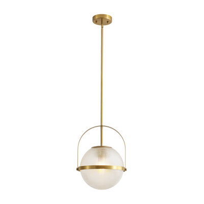 Gridora 1-Light Modern Industrial Single Pendant with Glass Globe Shade