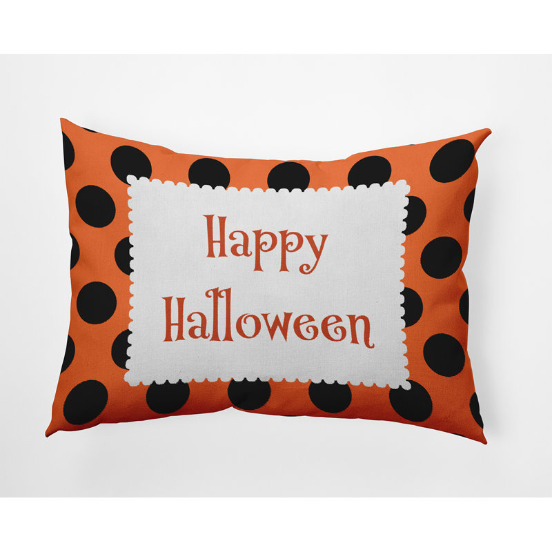 Polka Dots Outdoor Reversible Throw Pillow, Traditional Orange