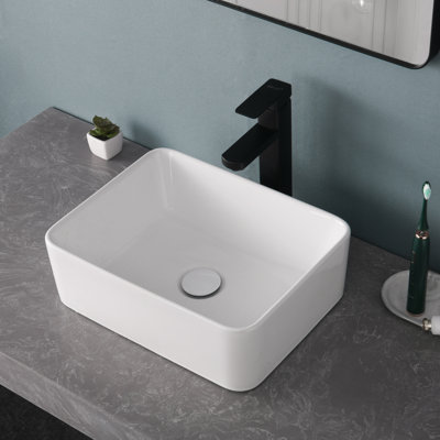 Lavabo de salle de bain vasque rectangulaire en céramique blanche