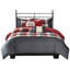 Housse de couette à chevrons élégante de 6 pièces pour lits King/King avec détails brodés
