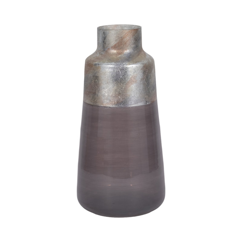Vase Modern Glam, H 17 po x l 8 po x P 8 po, Gris/argent, Cylindre