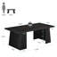 Bureau de direction noir de 63 po avec rangement caché pour le bureau personnel