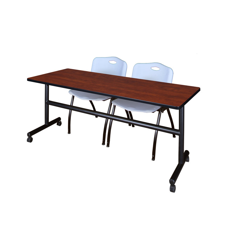 Table de nidification Nickls, 2 chaises empilables, H 29 po x l 72 po x P 24 po, Cerise / Gris