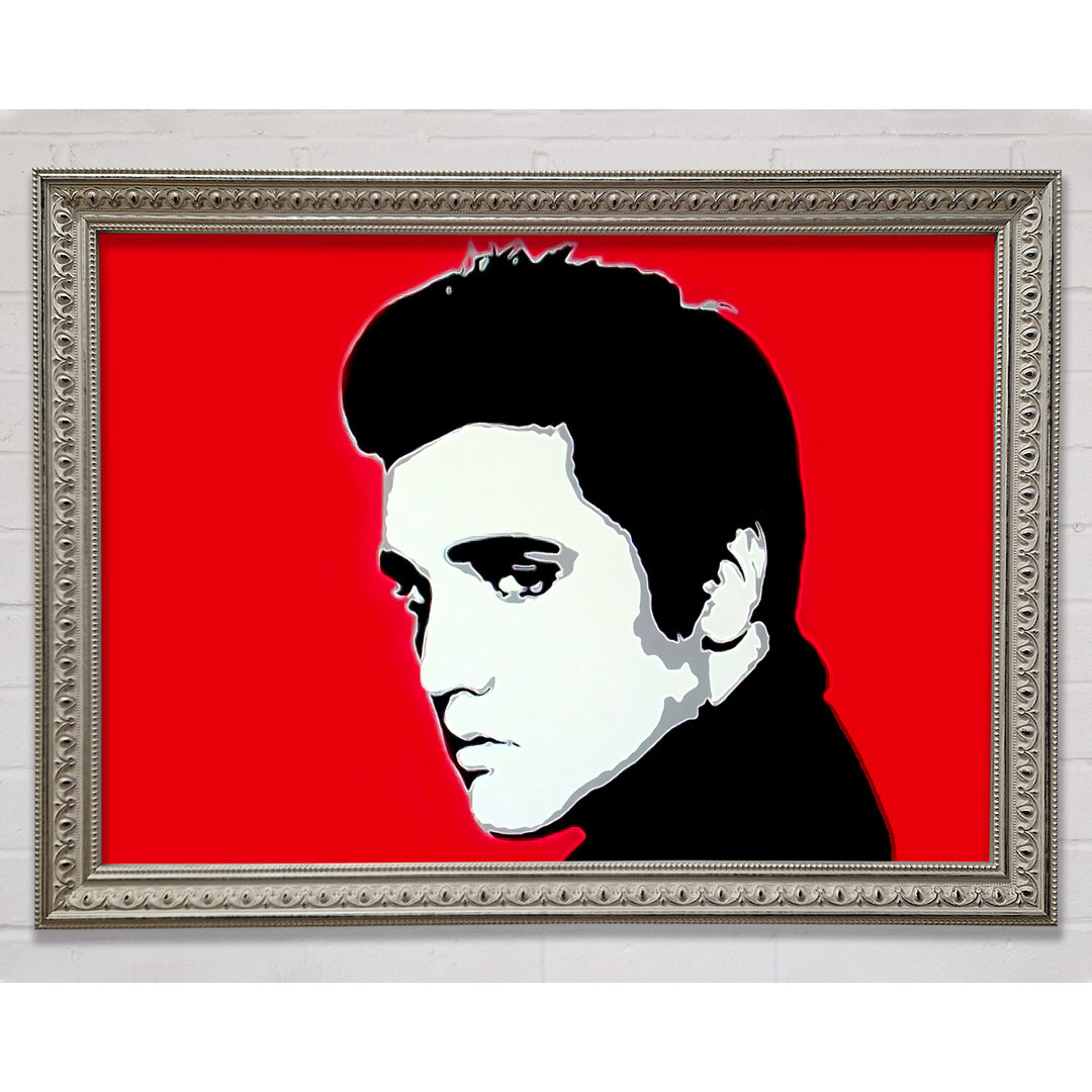 Elvis Portrait Rot - Einzelner Bilderrahmen Kunstdrucke