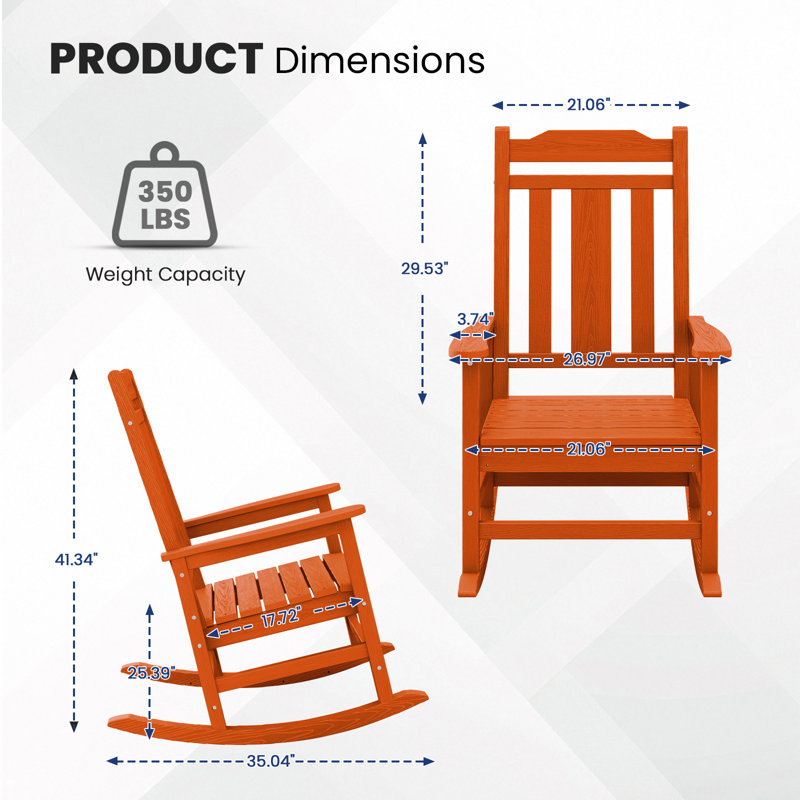 Ensemble de 2 chaises Adirondack à bascule Wolak, Orange